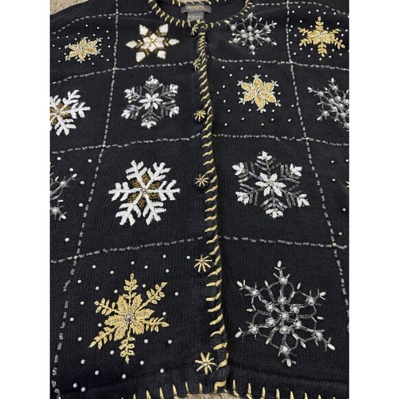 LANE BRYANT Holiday Knit Cardigan Sweater Christmas Festive Heavily Beaded 26/28 - Picture 6 of 9